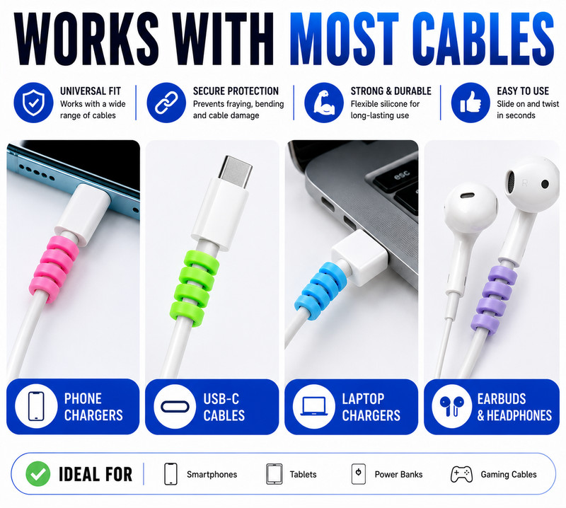 Cable Protector Spring Wraps 20-Pack Charger Cord Saver Wire Protectors gallery