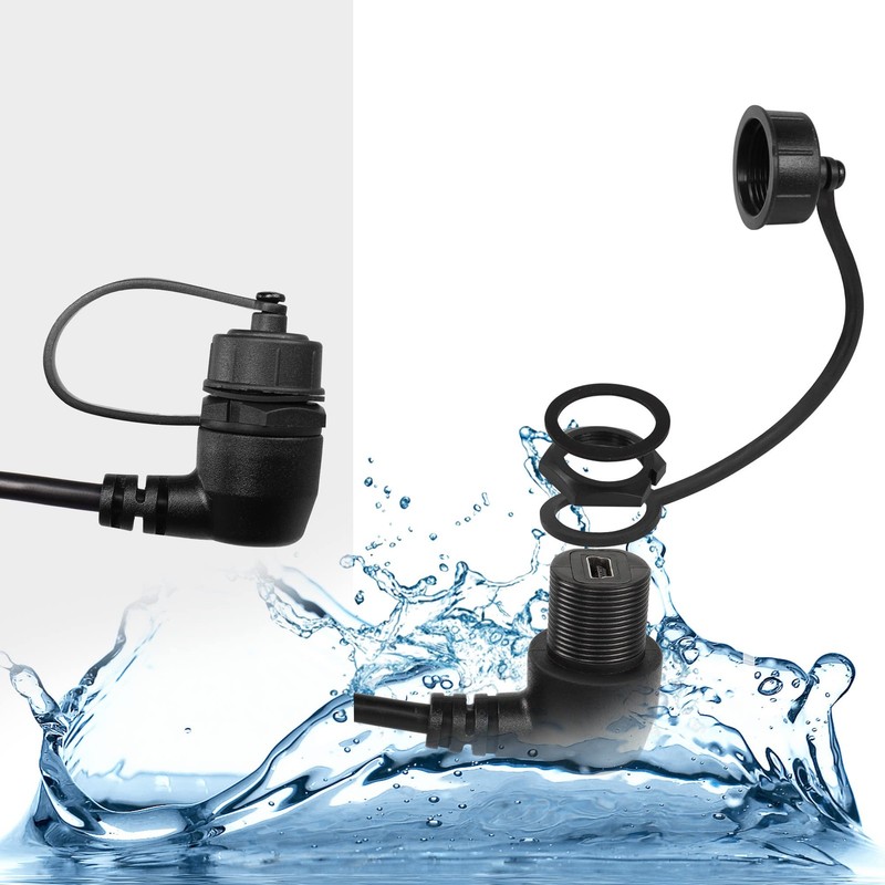 90 Degree Right Angle Mini USB Panel Flush Waterproof Extension Cable 28cm gallery