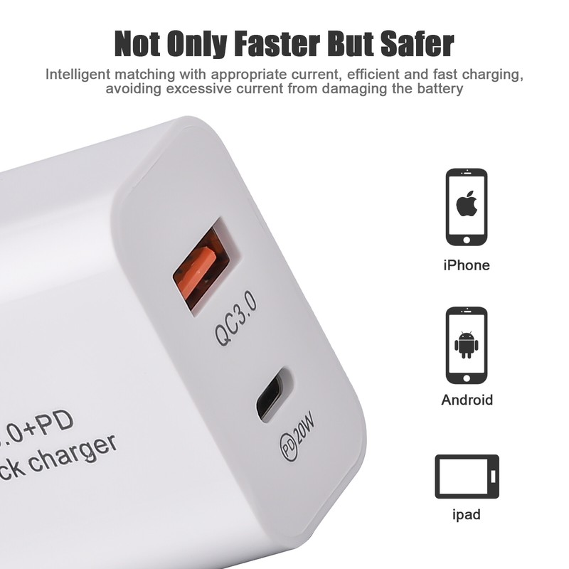 PD 20W USB-C Dual Port Adapter Wall Charger For iPhone 12 13 14 Pro Max SAMSUNG gallery