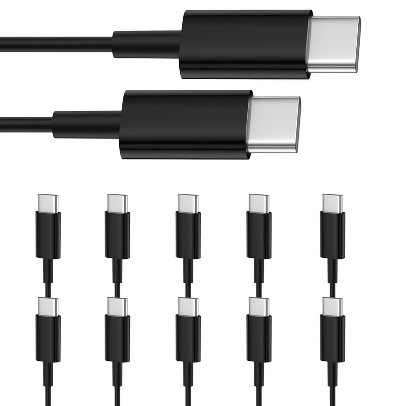 10 PCS Black 3ft USBC To USBC Cable Type C Fast Charging Data Cord Bulk
