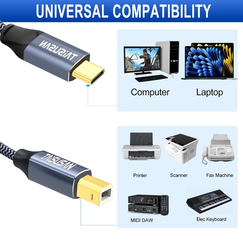 TAISUSAN 10ft USB C to USB B Printer Cable - Compatible with MacBook Pro/Air,... gallery