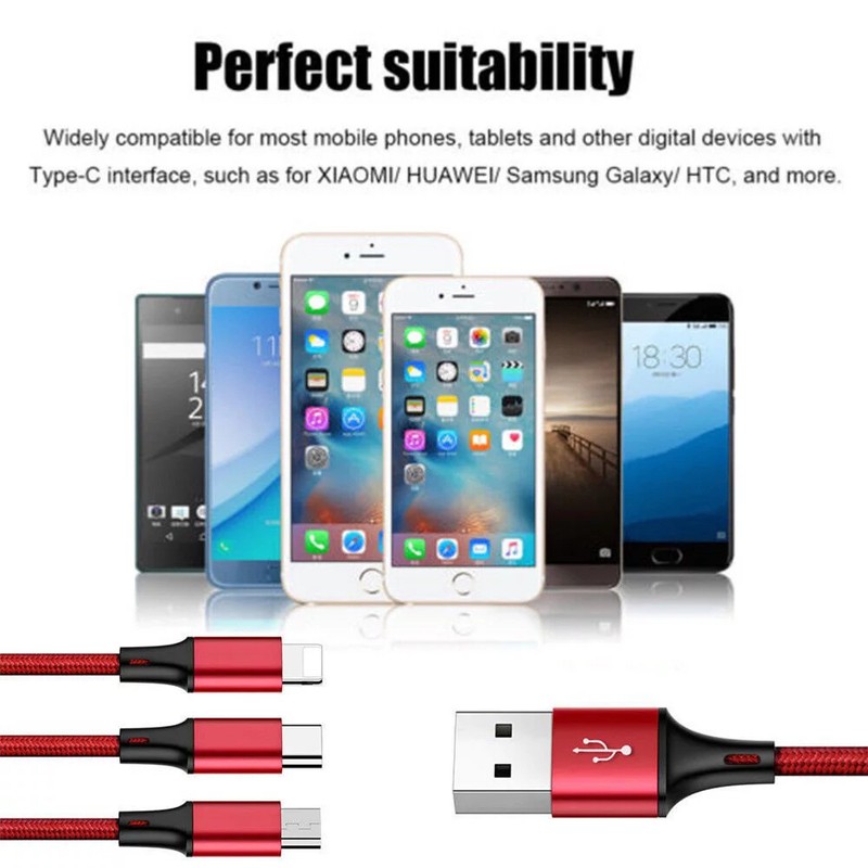 Universal Multi Function Cell Phone Charger Cord 3 in 1 Fast USB Charging Cable gallery