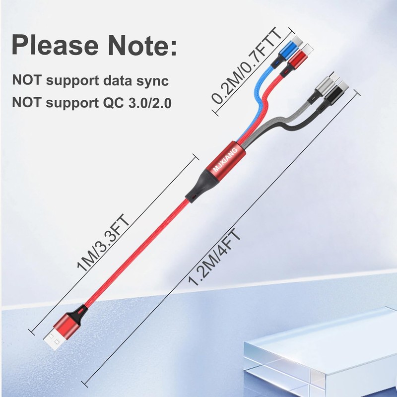 Multi Charger Cable 4 in 1, 4FT/2Pack Charging Cords for Multiple Devices gallery