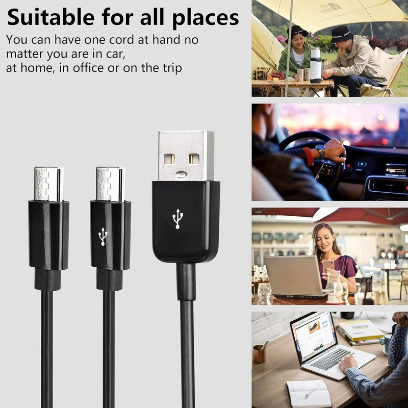 Compact 1ft 4-in-1 USB A to Type C Splitter Cable - Heat Resistant Black Design gallery
