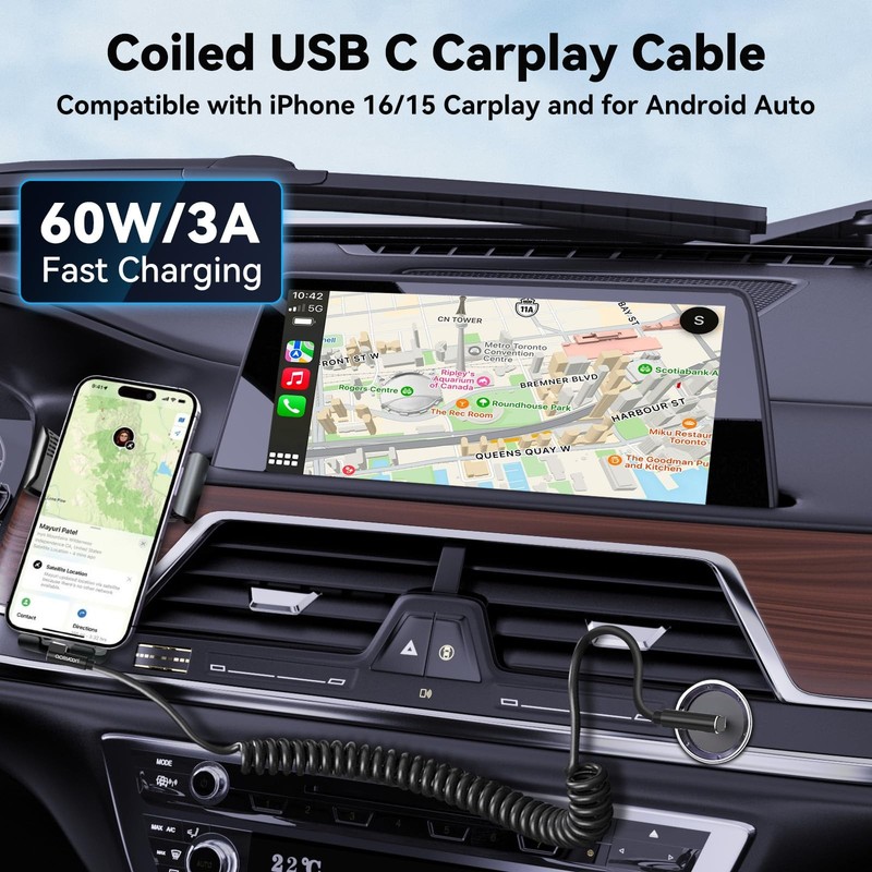 2 Pack Coiled USB C Cable, 90 Degree USB A to USB C Cable 60W USB Type C Char... gallery