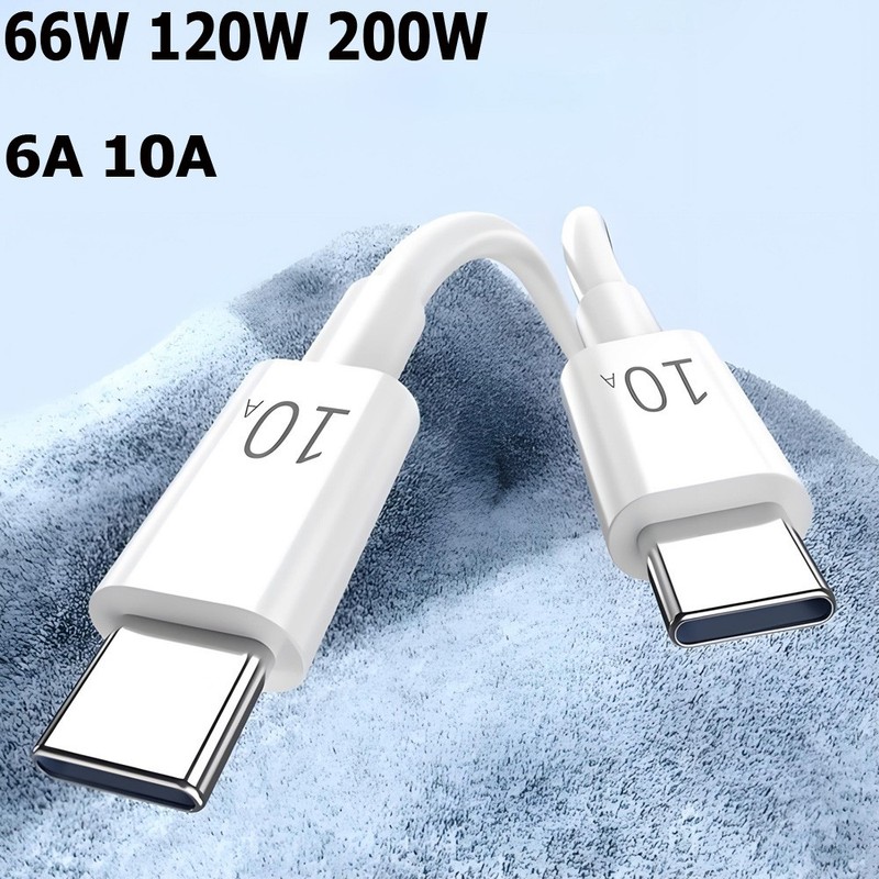 USB Type C to C Cable PD 66W/120W/200W 10A Fast Phone Charger Data Cable Lead gallery