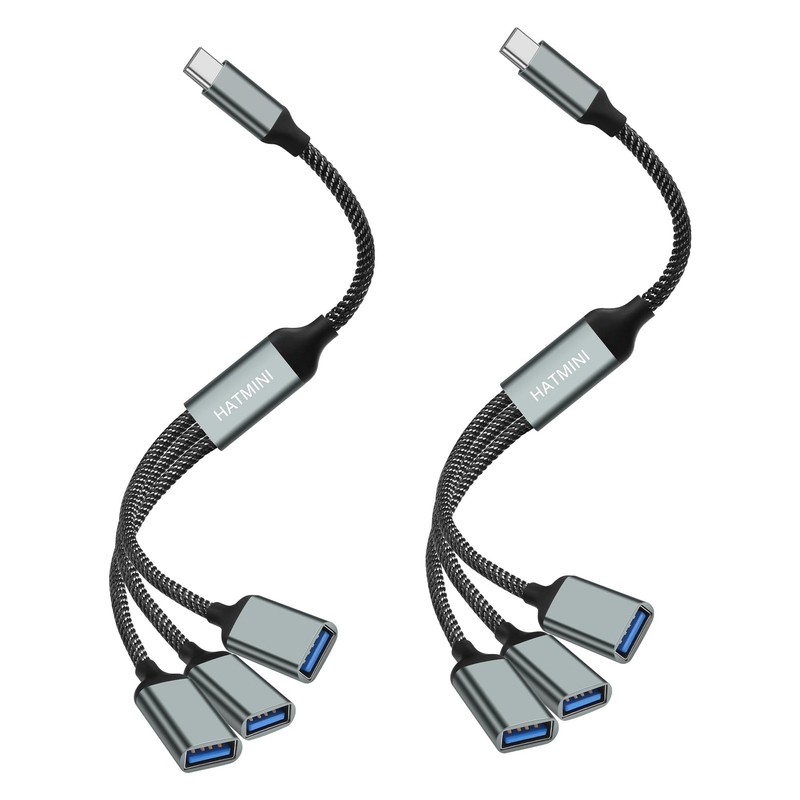 USB Splitter Cable 2.0 Male 3 Port Female Multi Extender Data Power USB C