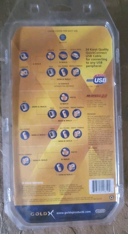 Quick Connect 24 Karat Gold USB Cable Set 5 in 1 10ft NOS gallery