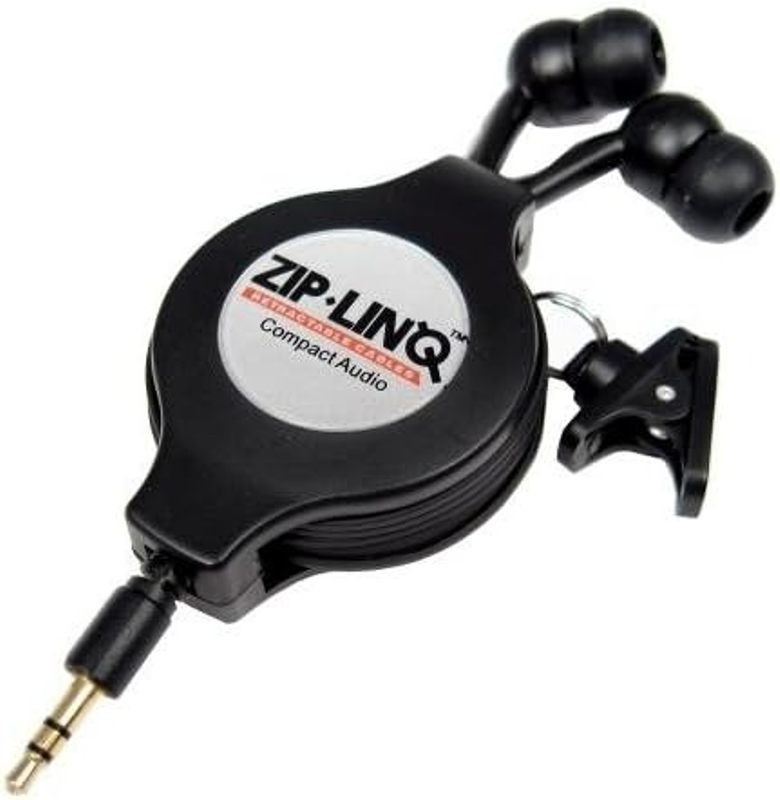 Ziplinq Black ZIP-AUDIO-CD6 2.5mm Connector Canal Retractable 2.5mm Black Earbud