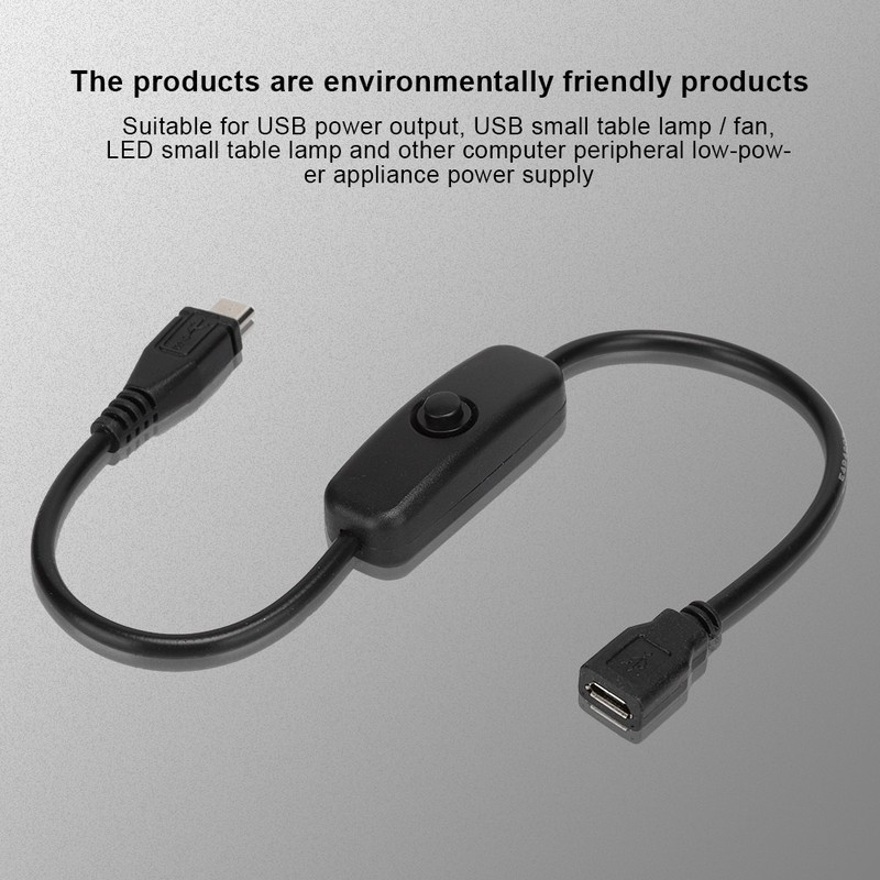 Micro USB Female-Male Extension Cable With 501 Button Switch For gallery