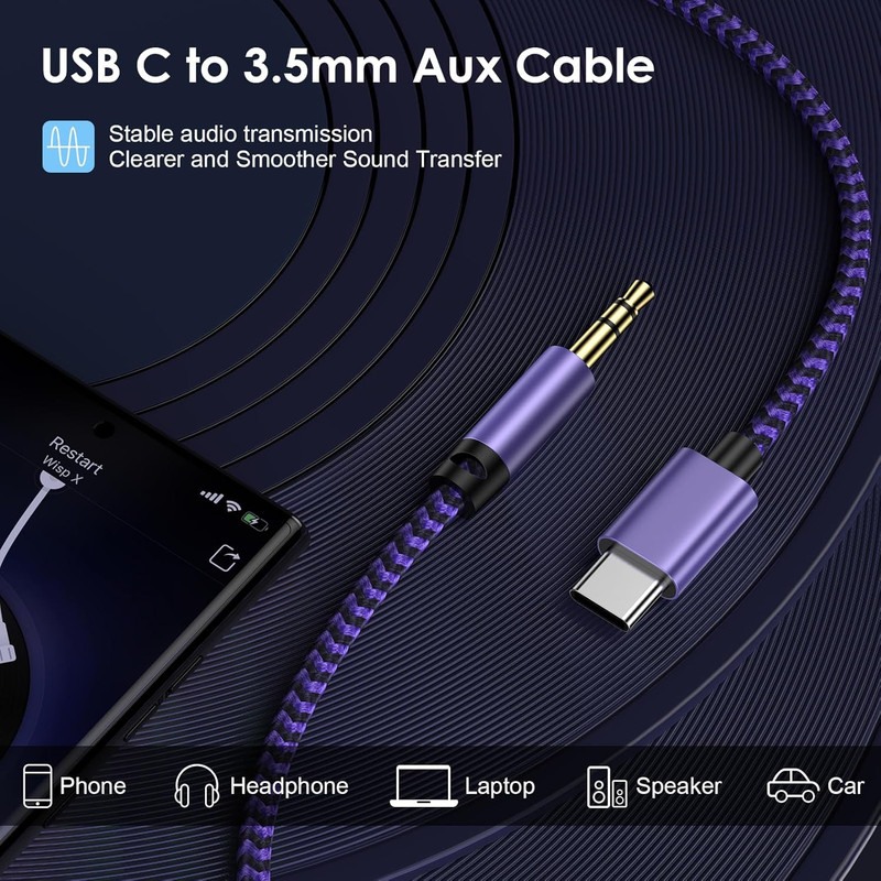 Iphone 16 17 Aux Cord for Car USB C to 3.5Mm Headphone Jack Adapter 3FT Car Ster gallery