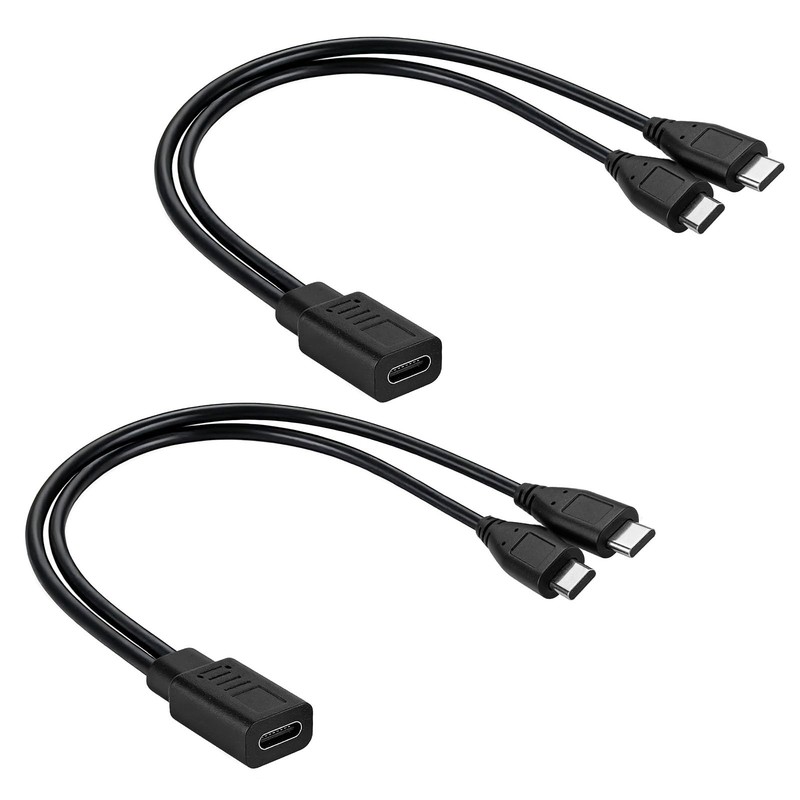 2pcs USB C Splitter 1 in 2 Out Charger Cable, USB-C/Type-C Female to 2 USB-C/...