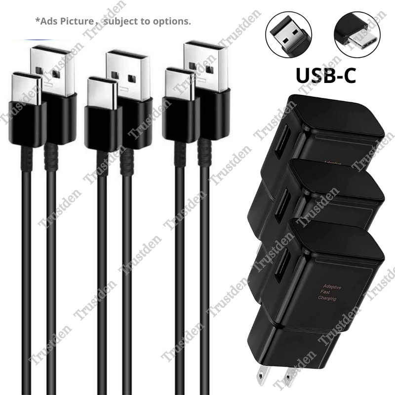 For Samsung Galaxy Adapter Cube Fast Charger Type C Android Phone Charging Cable