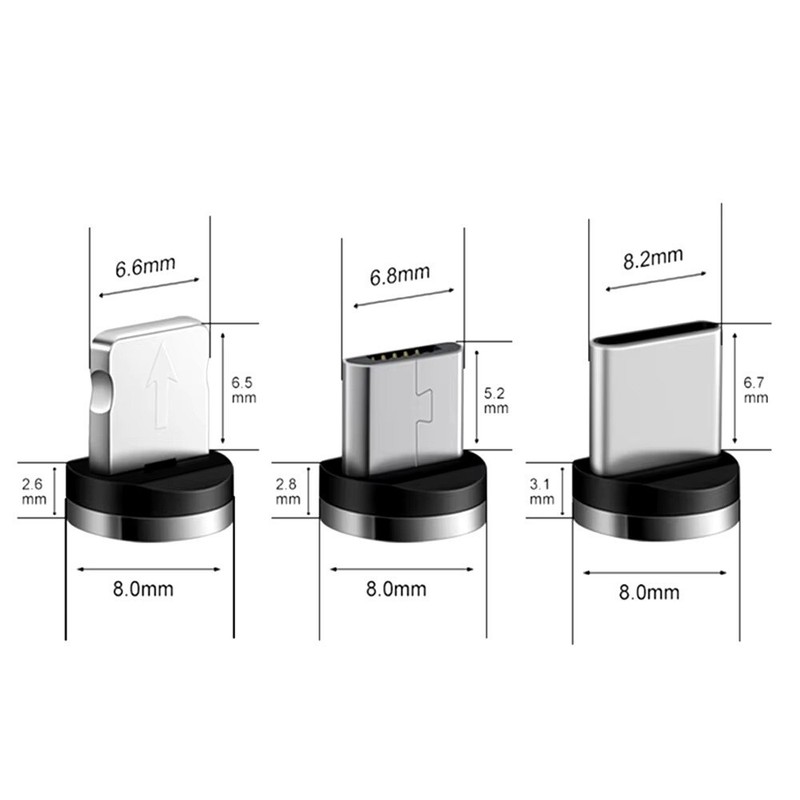 USB-C / Micro USB / iOS Type-C Magnetic Cable Connector Adapter Grey gallery