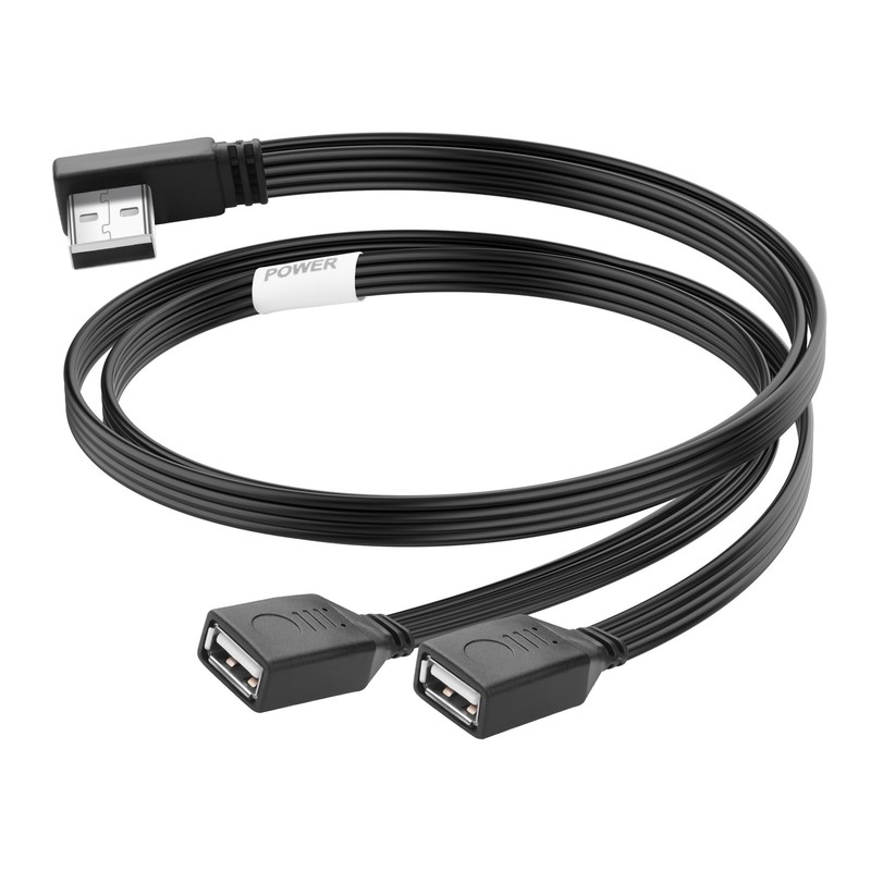 1.64ft Right Angle USB 2.0 Y Cable Splitter Male To Dual Female Adapter Hub