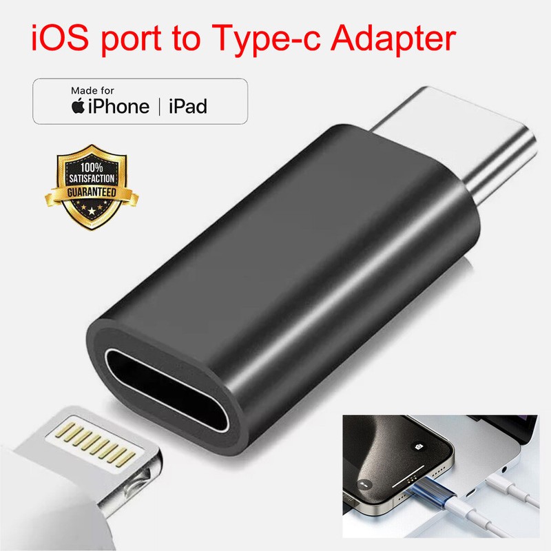 1PC Charging Adapter USB C Male to 8 Pin IOS (Female) Connector For iPhone iPad