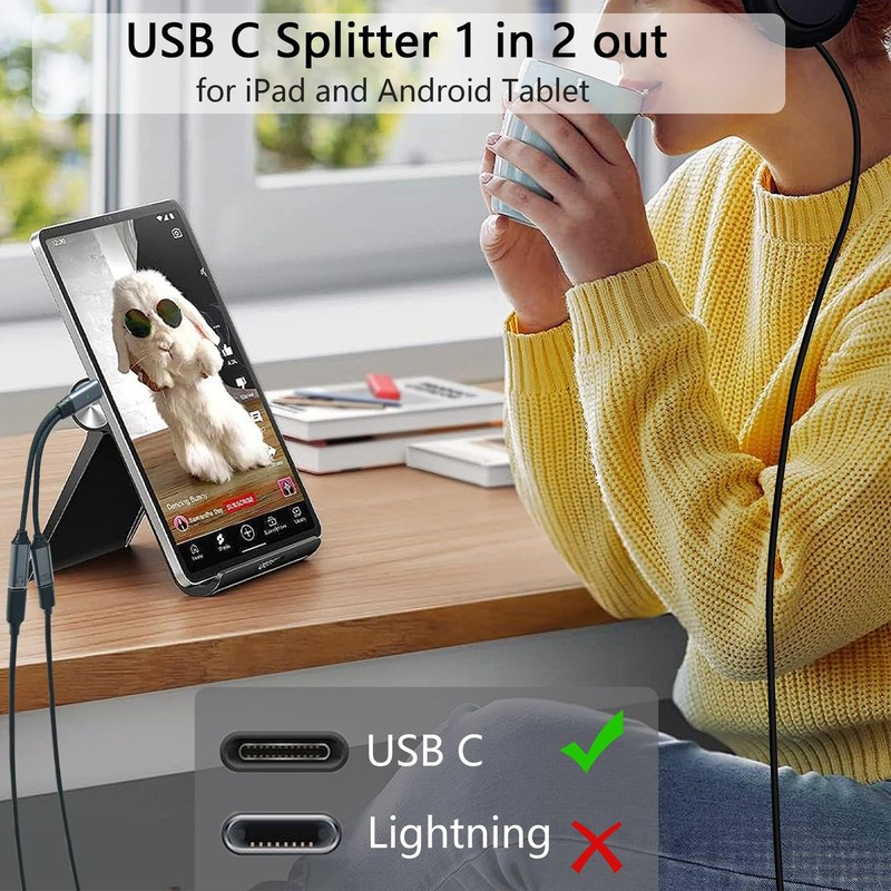 USB Splitter 2 in 1, to Dual USB Adapter with PD 100W Fast Charging & Hi-Fi A... gallery