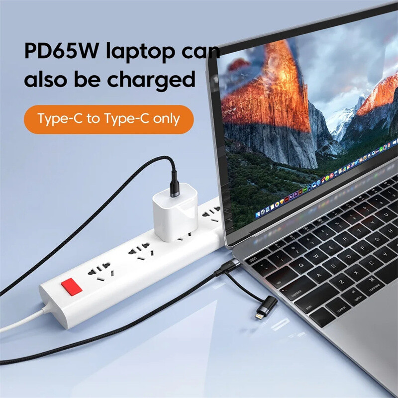 1-2 PCS USB Type C PD 60W/20W 2 in-1 Cable Data Fast Charger For Samsung iPhone gallery