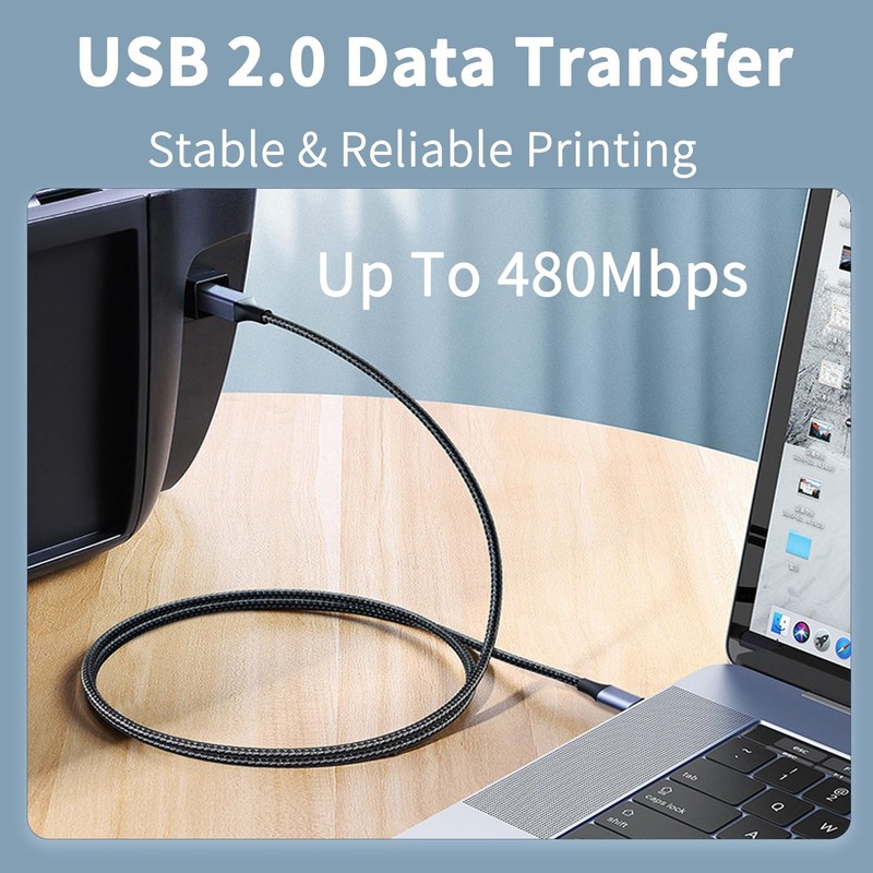 2 in 1 USB Type C to USB B 2.0 Printer Cable 2M, USB C MIDI Cable gallery