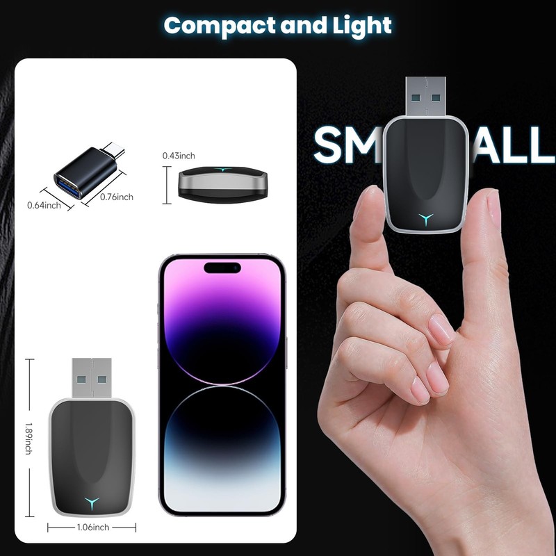 Mini Wireless CarPlay Adapter for iPhone 2025 Upgraded, Plug & Play, No Laten... gallery
