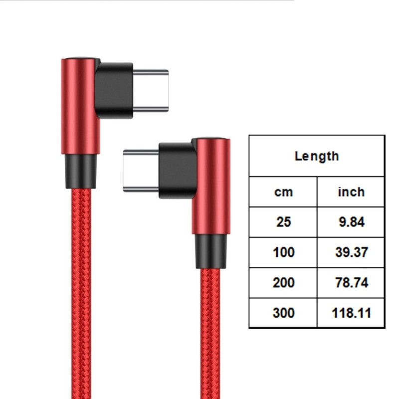 Double Angled Type C To Type C 60W Fast Charging Cable Nylon Braided Durability gallery