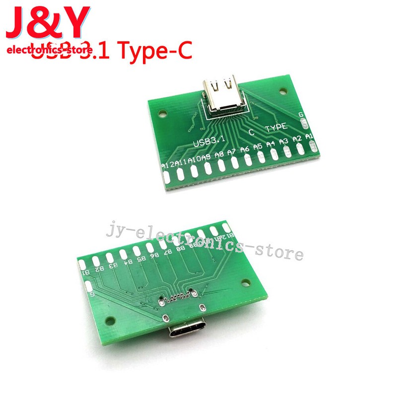 24Pin USB 3.1 Type C Female Plug Socket Connector SMT Type + PCB Board For DIY