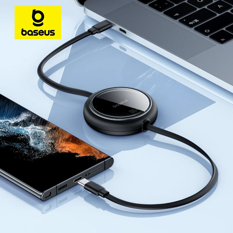 Baseus Retractable 100W USB C Cable For iPhone 15 Pro Max iPad Fast Charge Cable