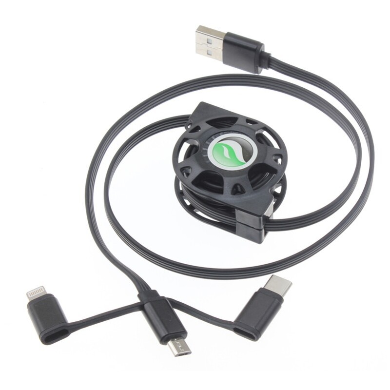 Retractable USB Cable Fast Charger Power Cord 3-in-1 Wire Sync for Smartphones gallery