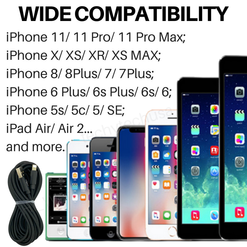 10Ft USB Fast Charger Cable Charging Data Cord For iPhone SE 7 8 XR 11 12 13 14 gallery