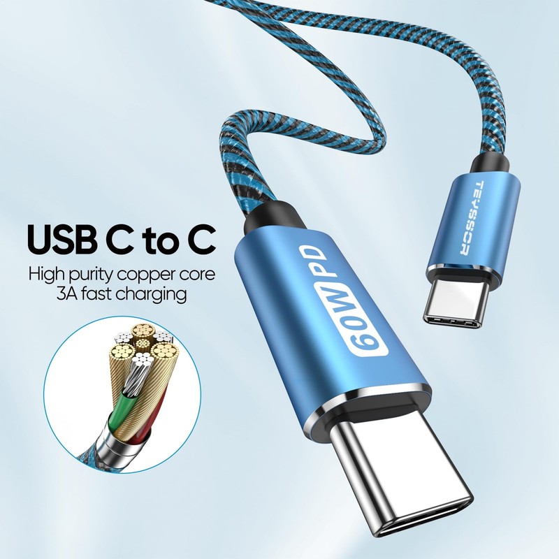 USB to USB Cable, -Charger Cable 10FT 5Pack 60W, USBC to USBC Fast Charging C... gallery