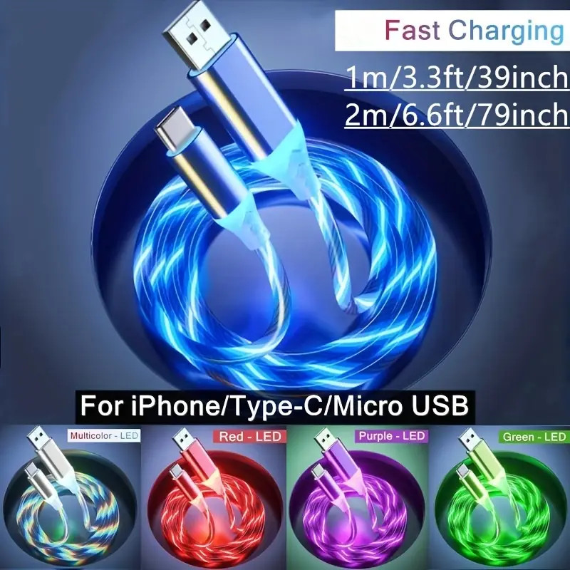 Flowing Glowing Light Cable (iPhone/Android/Type-C) FREE SHIPPING