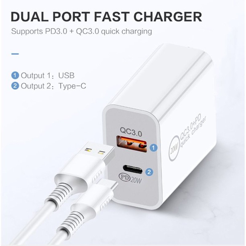 For iPhone Samsung 3A PD 20W Fast Charger USB Type C Wall Power Adapter Lot gallery