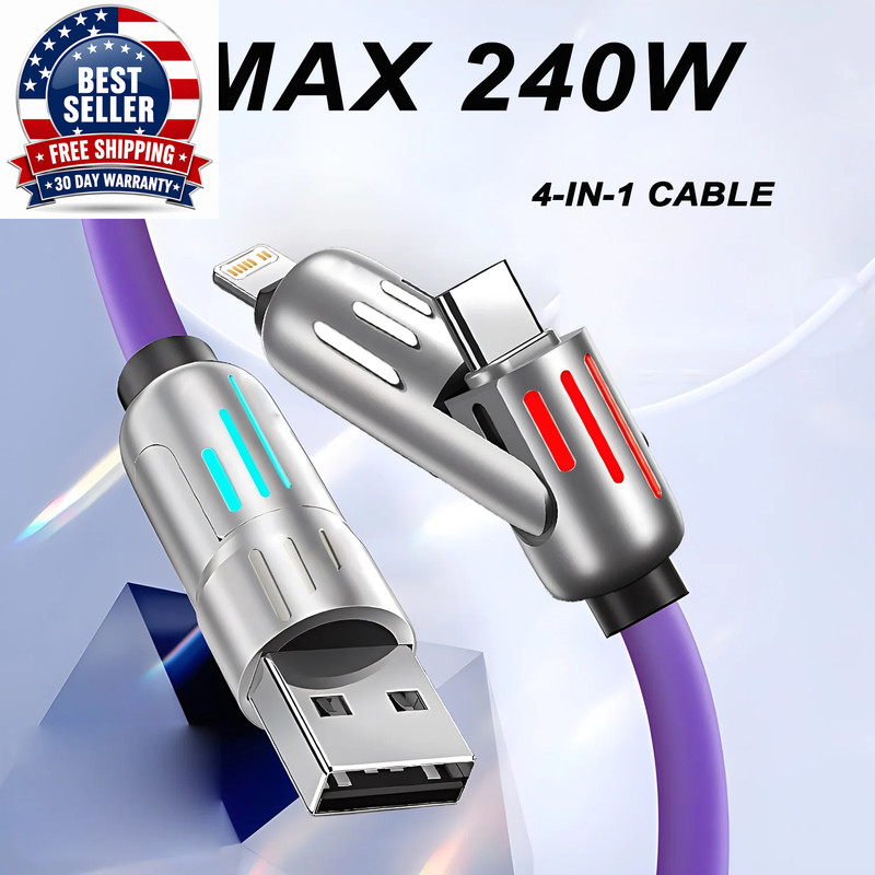 1/2/3Pcs 4-IN-1 240W USB Type C to USB C Cable PD Fast Charger Wire for Iphone 1 gallery
