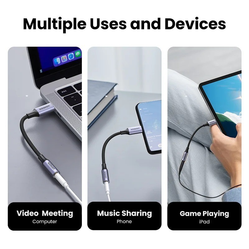 UGREEN USB C to 3.5Mm Jack DAC Hi-Fi Stereo Audio Type C Aux Headphone Adapter C gallery