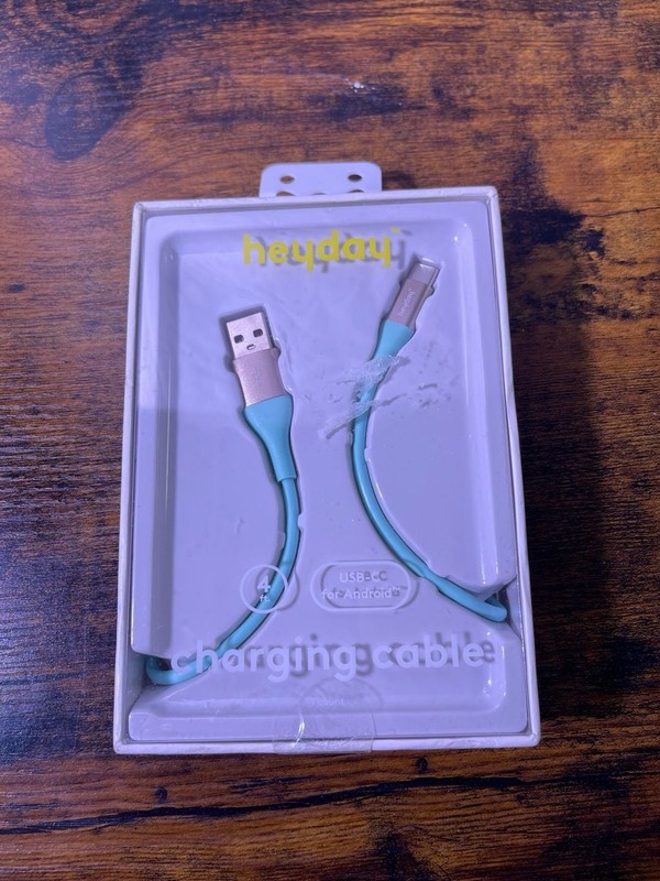heyday 4ft USB-A to USB-C Charging Cable for Android – Teal and Gold