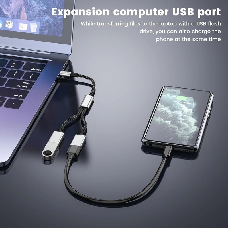 USB C Splitter type c to Dual USB A Female Adapter Type C to Dual USB A doubl... gallery