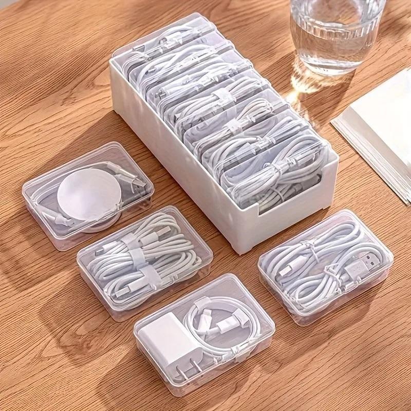 1 Set Data Cable Storage Box Cable Mobile Phone Charger Organizer Winder Desktop
