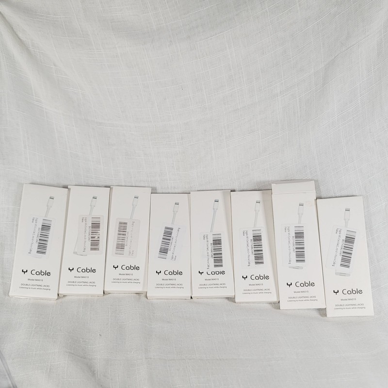 8 – Double Charging & Headset Y Cable Dongle For Apple Devices Bulk Lot