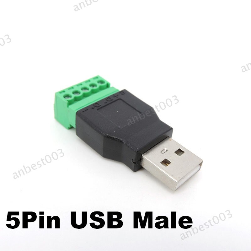 USB2.0 Type A Male Female to 5 Pin Screw Connector Jack Shield Terminal Plug