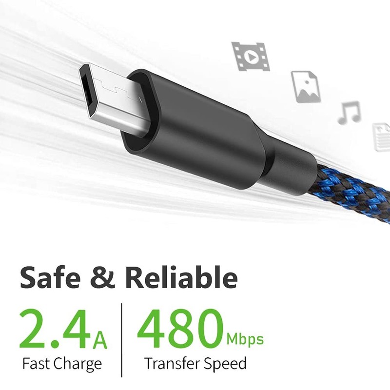 Micro USB Cable, 3Pack 6FT Android Charger Cord Long Braided Sync Fast Chargi... gallery