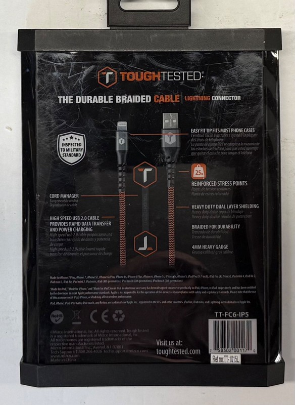 3/$19.99 ToughTested "6ft Charge & Sync Cable" APPLE (TT-FC6-IP5)(095) gallery
