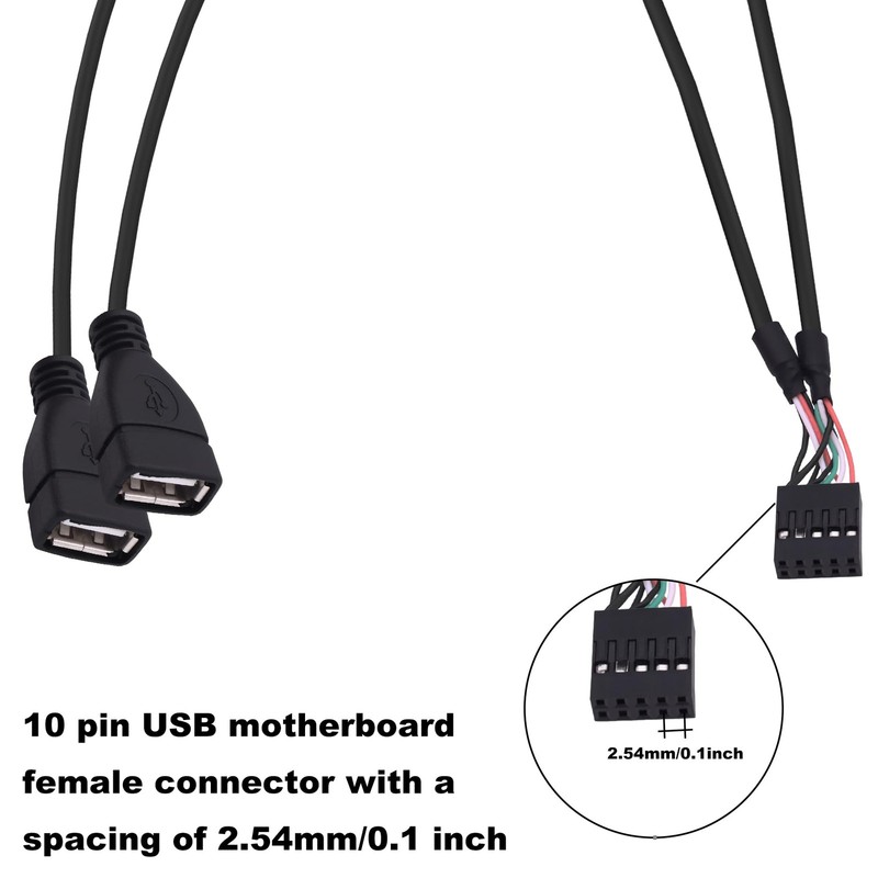 CybNemo USB 2.0 10 Pin Header to Dual USB Type A Adapter Splitter Cable 10 Pi... gallery