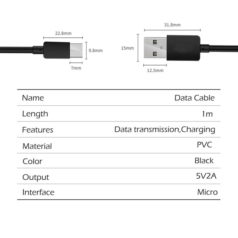 2x Black Micro USB Charge + Data Cable 3ft Long for Samsung Galaxy S5/S6/S7/Edge gallery