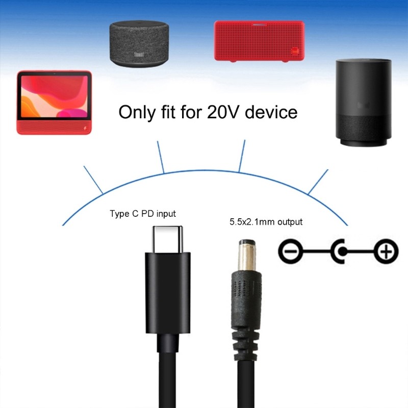 USB C Plugs to DC5.5 x 2.1mm Male Charging Cable Cord with DC-Converter Adapters gallery