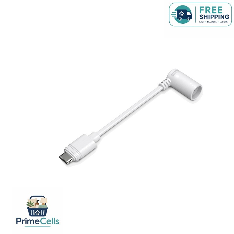Effortless Power Transition: White Ring Barrel Plug to USB-C Adapter for Cameras