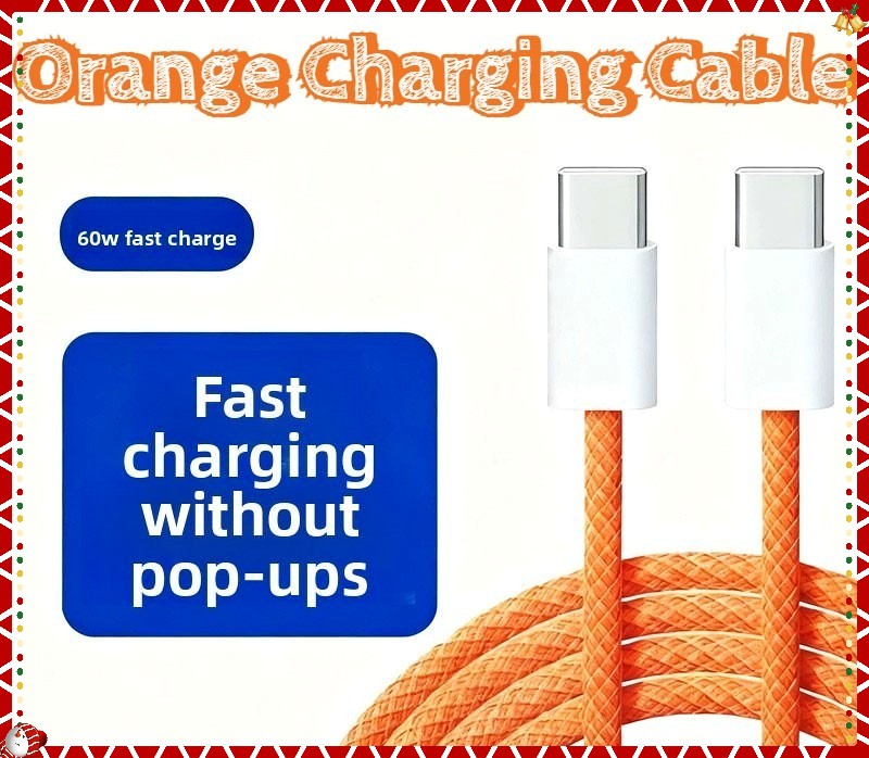 With PIN* Cable USB C To USB Type-C Fast Charger For iPhone17 16 15 Plus*Orange