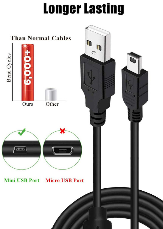 2 Pack 10Ft PS3 Controller Charger Cable - Fast Mini USB Data Charging Cord for gallery