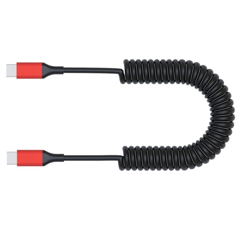 Spring Type C Charging Cord 44cm-150cm Adjustable Length For Multiple Devices