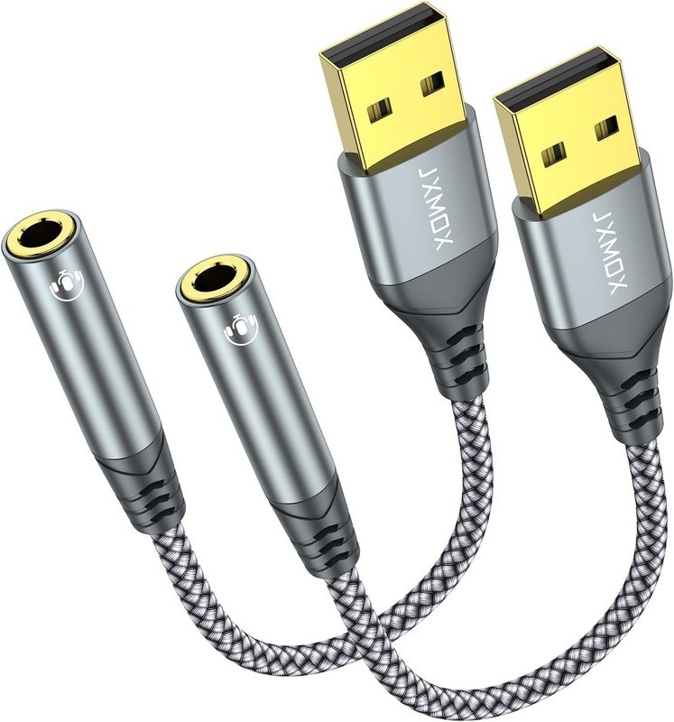 JXMOX USB to 3.5Mm Audio Adapter (2-Pack) – USB-A to 3.5Mm TRRS 4-Pole Female Ex
