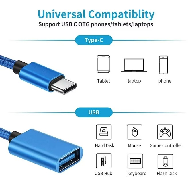 USB-C Type C Male to USB 3.0 Type A Female OTG Adapter Converter Cable Cord Lot gallery